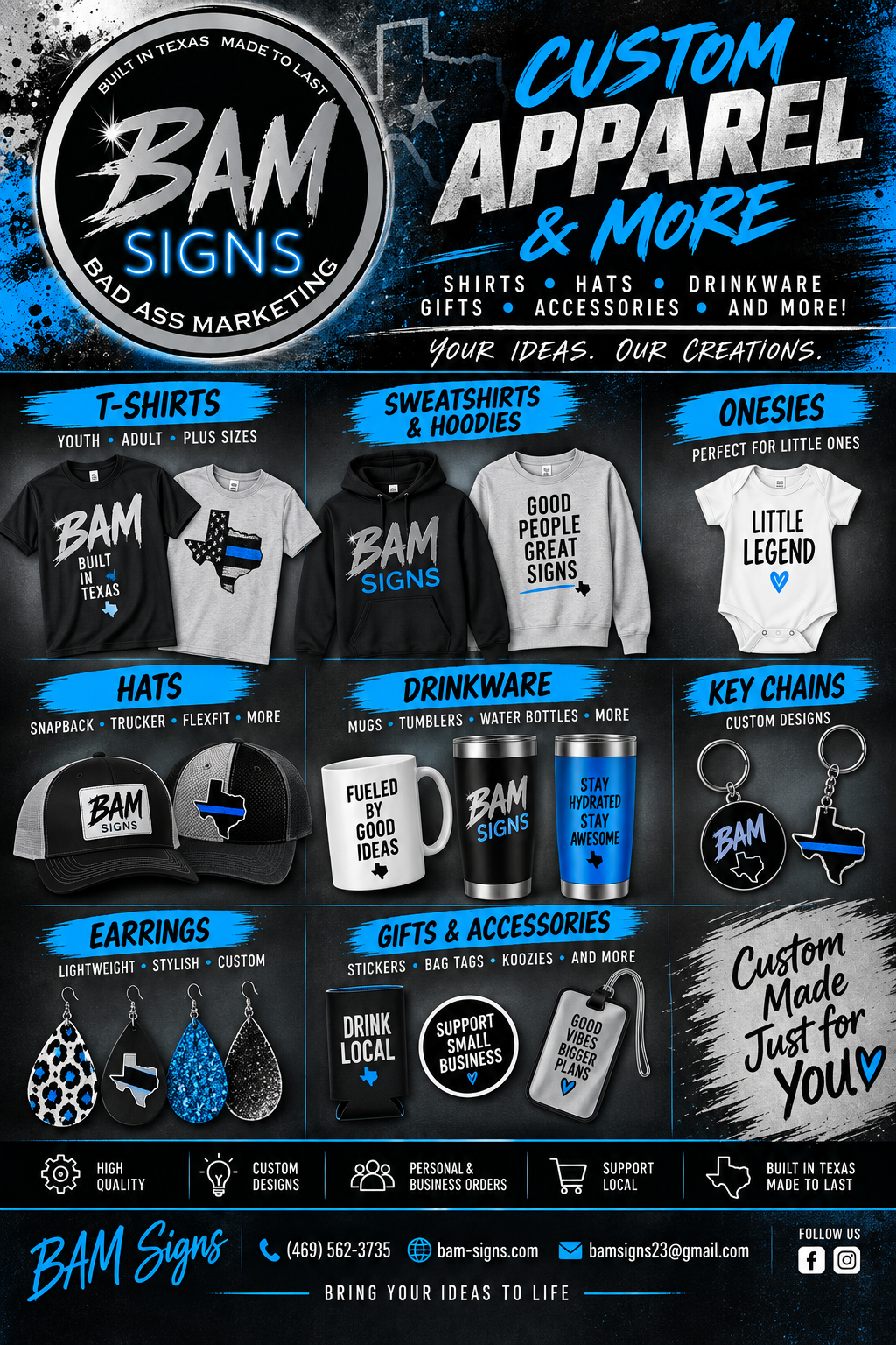 BAM Signs custom apparel and promotional products
